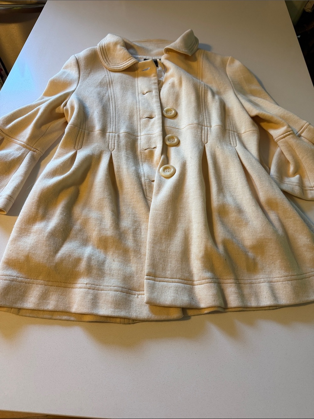 Luii Cream Girls Peacoat with Button Front